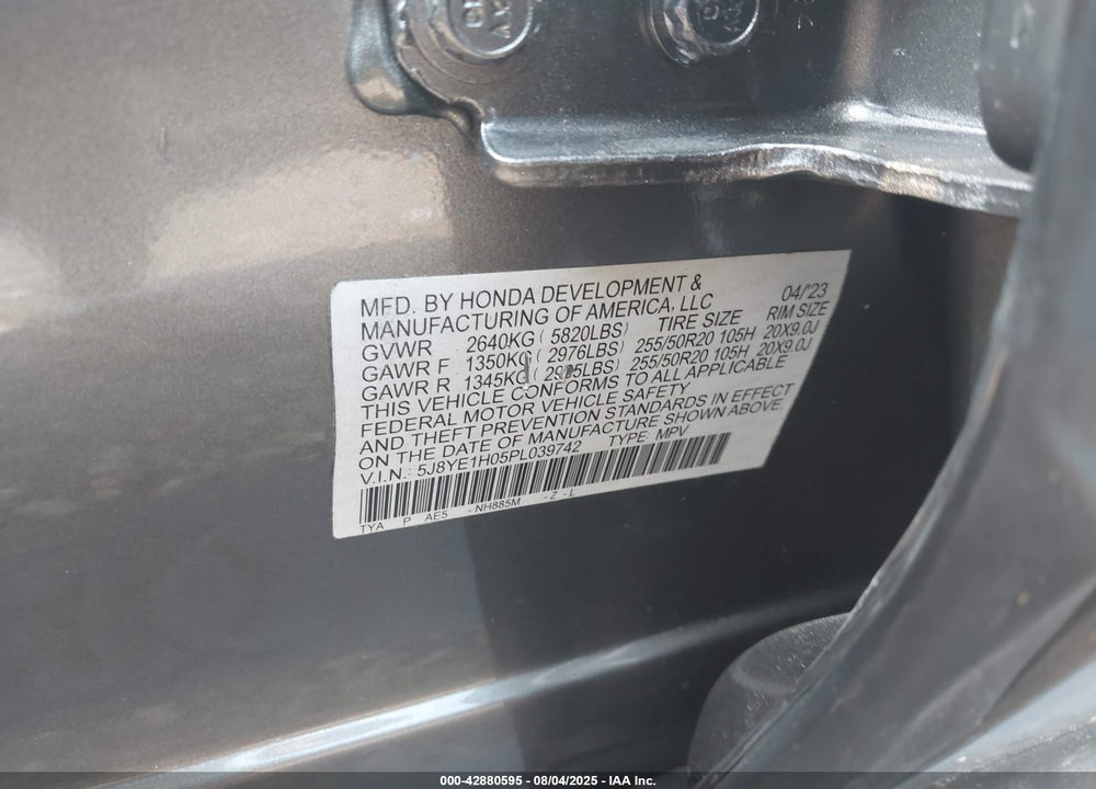 2023 ACURA MDX A-SPEC VIN: 5J8YE1H05PL039742