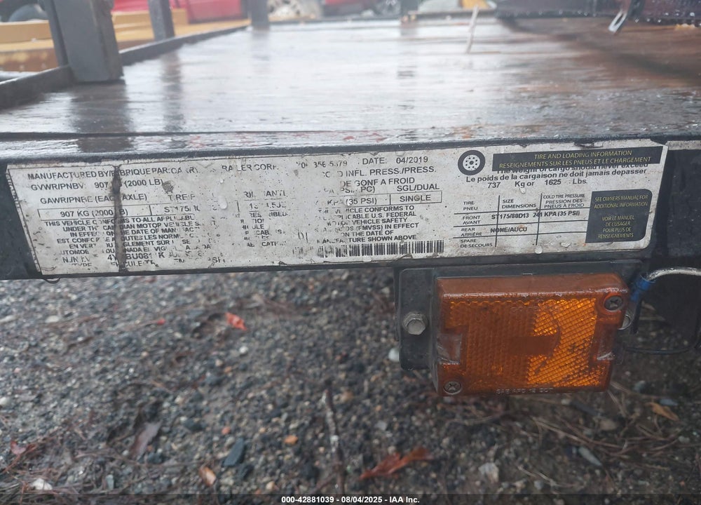 2019 CARRY ON 5X8 UTILITY VIN: 4YMBU0811KG056918