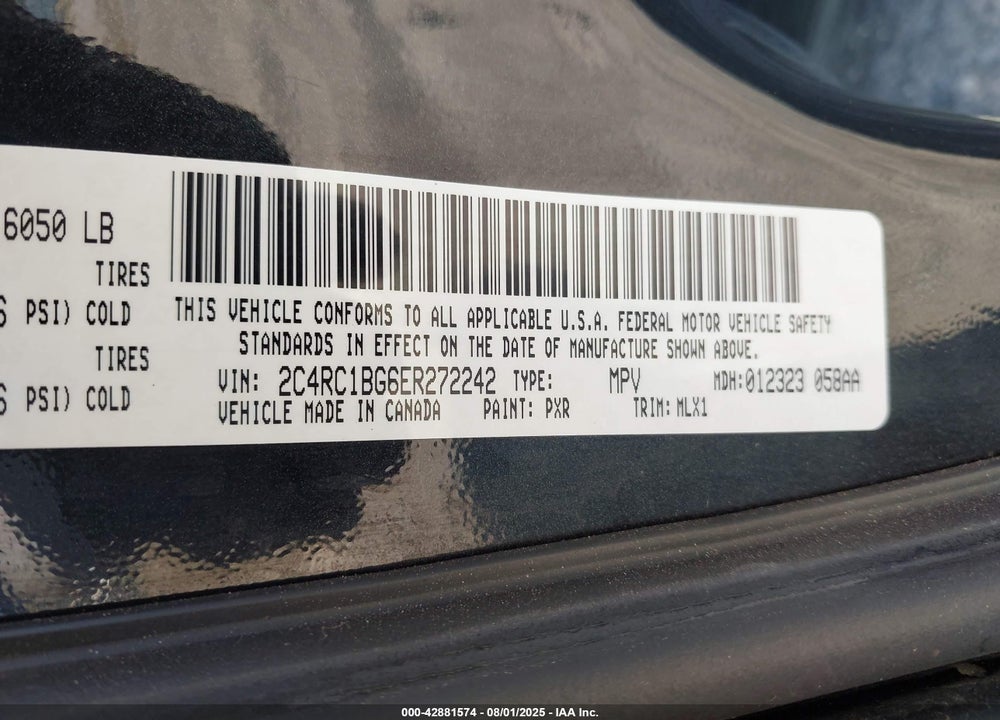2014 CHRYSLER TOWN & COUNTRY TOURING VIN: 2C4RC1BG6ER272242