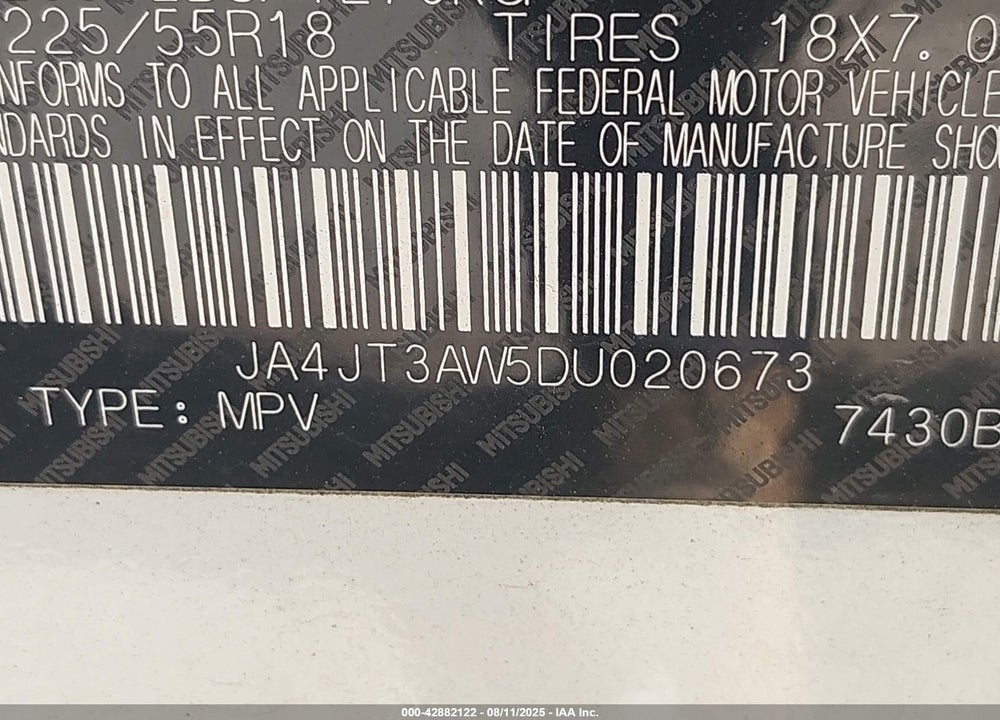 2013 MITSUBISHI OUTLANDER VIN: JA4JT3AW5DU020673
