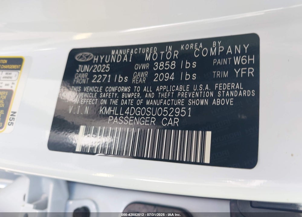 2025 HYUNDAI ELANTRA VIN: KMHLL4DG0SU052951