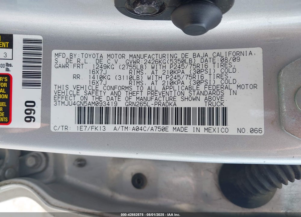 2010 TOYOTA TACOMA VIN: 3TMJU4GN5AM093419
