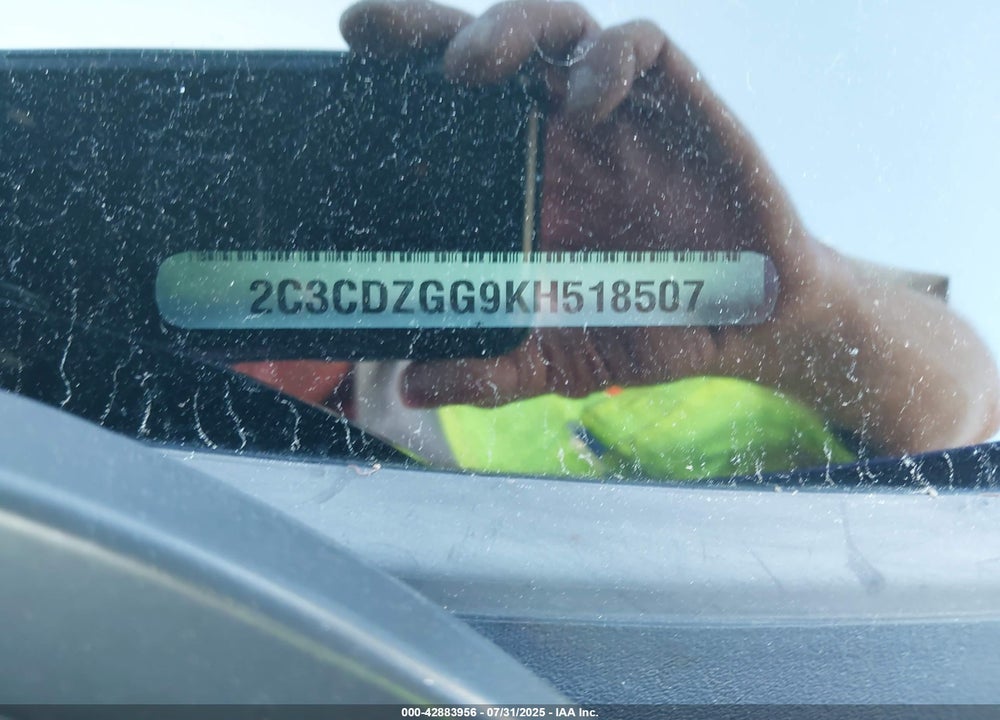 2019 DODGE CHALLENGER VIN: 2C3CDZGG9KH518507