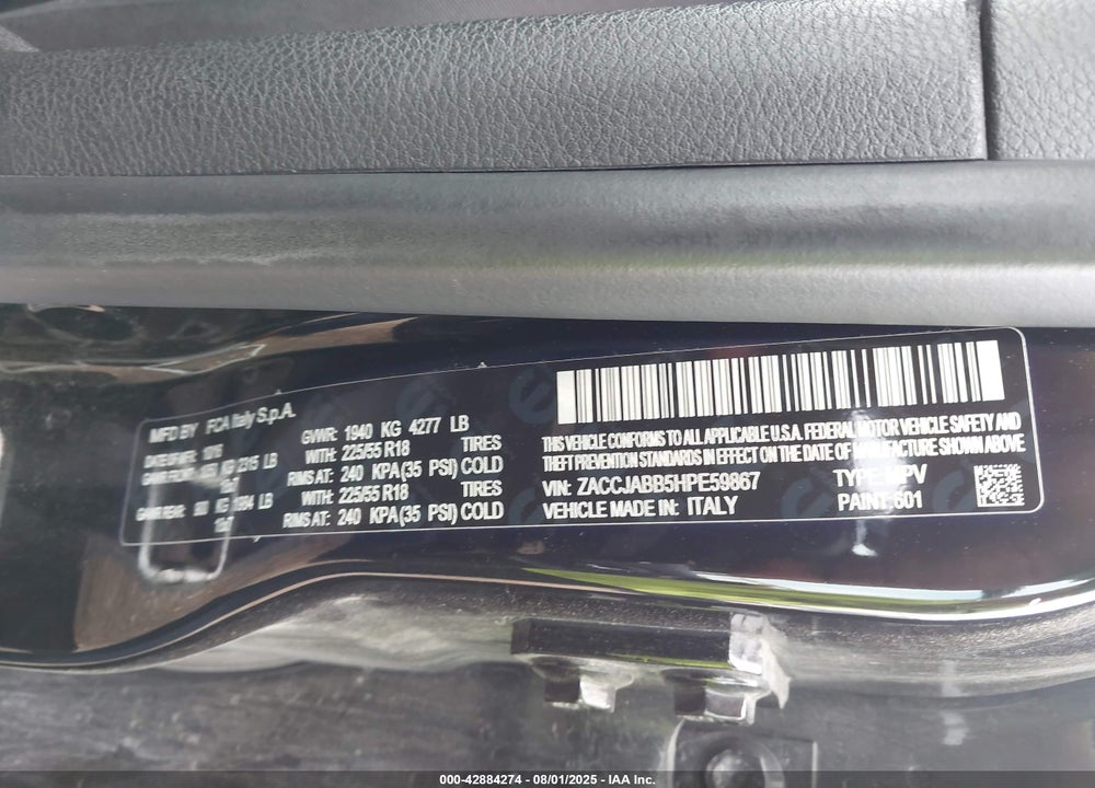 2017 JEEP RENEGADE VIN: ZACCJABB5HPE59867
