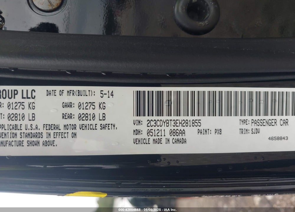2014 DODGE CHALLENGER VIN: 2C3CDYBT3EH281855