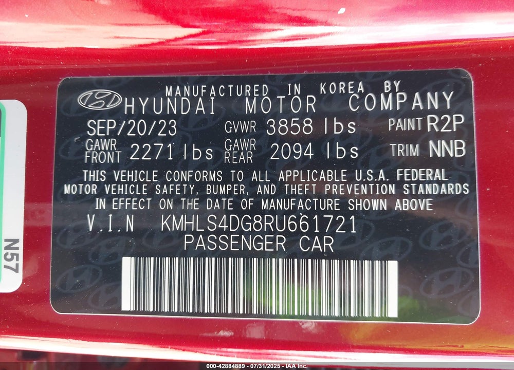 2024 HYUNDAI ELANTRA VIN: KMHLS4DG8RU661721
