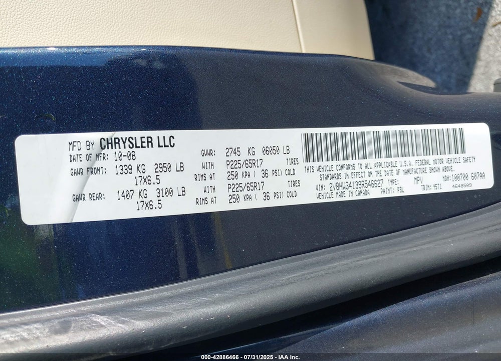 2009 VOLKSWAGEN ROUTAN SE VIN: 2V8HW34139R546627