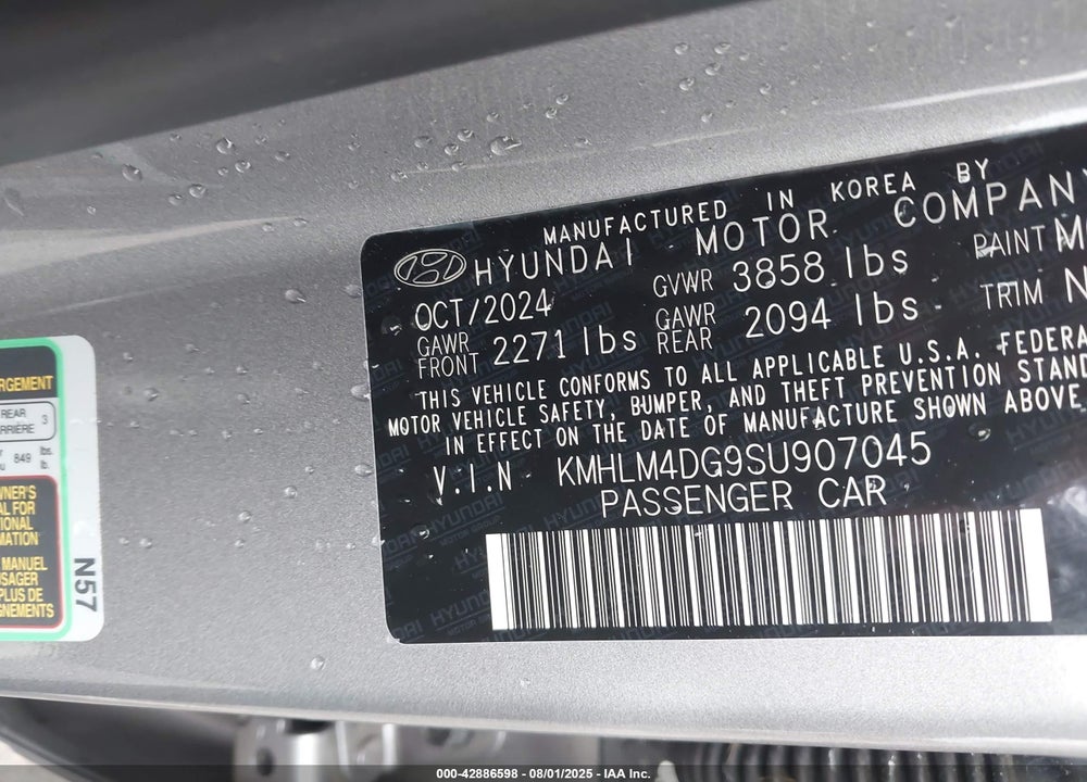 2025 HYUNDAI ELANTRA SEL SPORT VIN: KMHLM4DG9SU907045