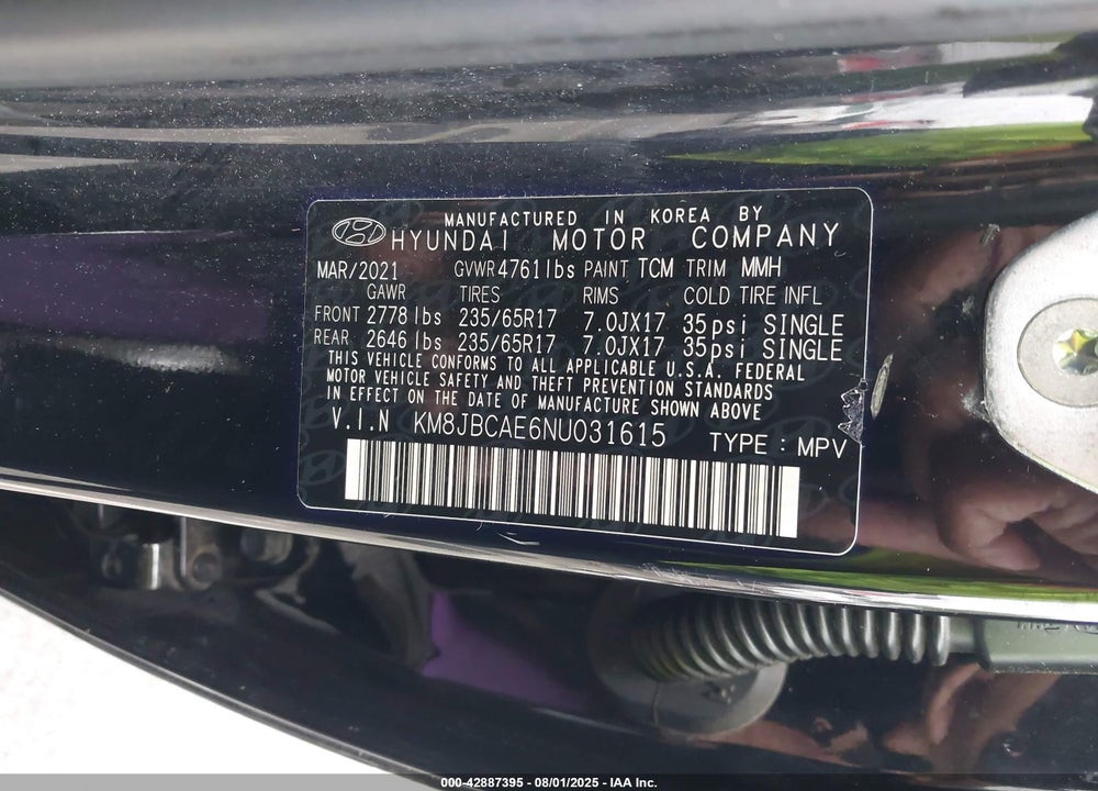 2022 HYUNDAI TUCSON VIN: KM8JBCAE6NU031615