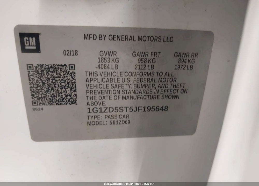 2018 CHEVROLET MALIBU LIMITED VIN: 1G1ZD5ST5JF195648