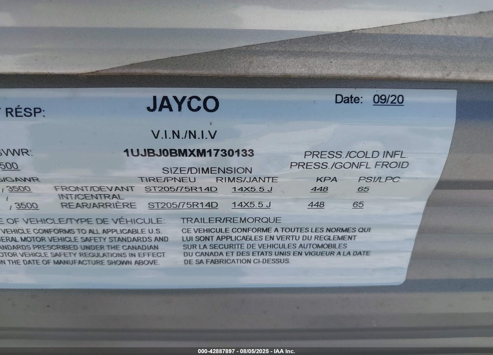 2021 JAYCO JAY FLIGHT SLX M-237 VIN: 1UJBJ0BMXM1730133