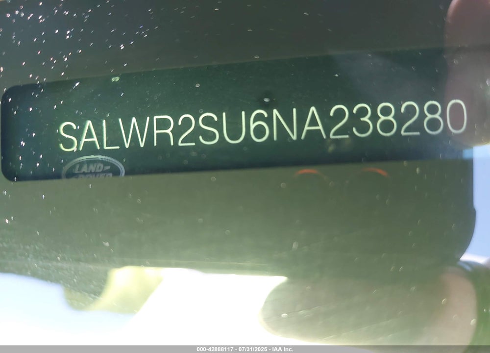 2022 LAND ROVER RANGE ROVER SPORT VIN: SALWR2SU6NA238280