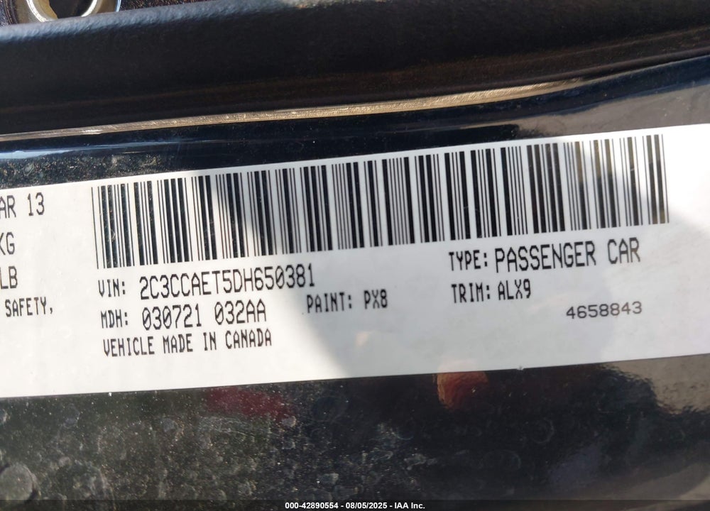 2013 CHRYSLER 300 VIN: 2C3CCAET5DH650381