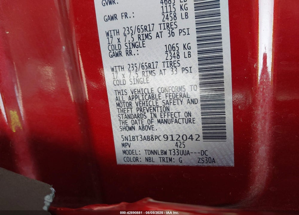 2023 NISSAN ROGUE VIN: 5N1BT3AB8PC912042