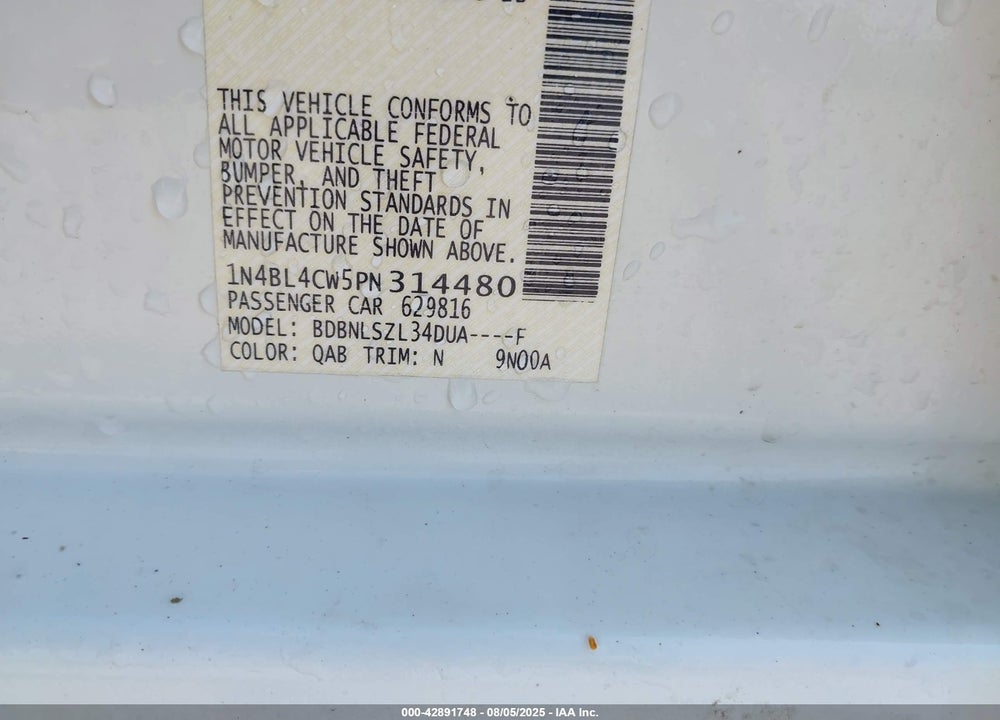 2023 NISSAN ALTIMA VIN: 1N4BL4CW5PN314480