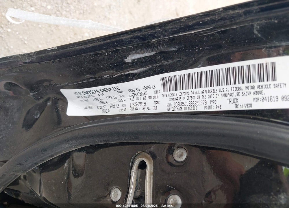 2014 RAM 2500 VIN: 3C6UR5CL3EG253379