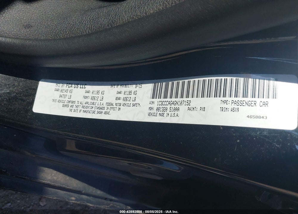 2016 CHRYSLER 200 VIN: 1C3CCCAG4GN107152