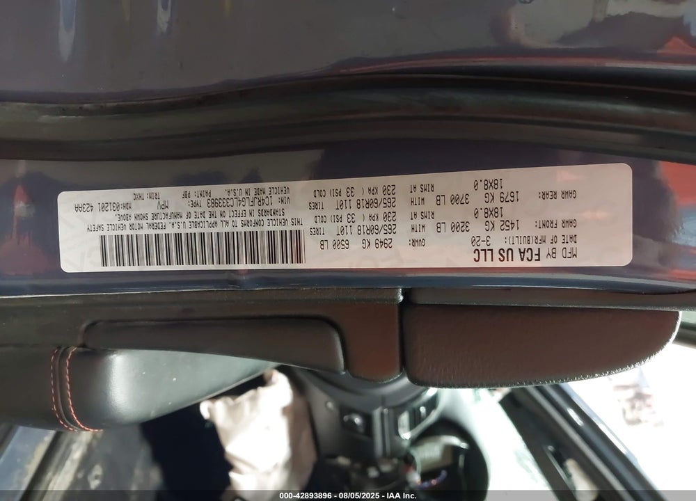 2020 JEEP GRAND CHEROKEE TRAILHAWK 4X4 VIN: 1C4RJFLG4LC333983