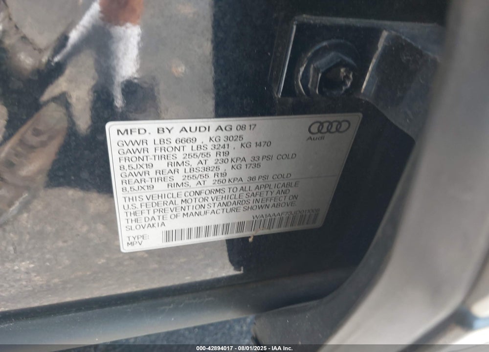 2018 AUDI Q7 VIN: WA1AAAF73JD011008