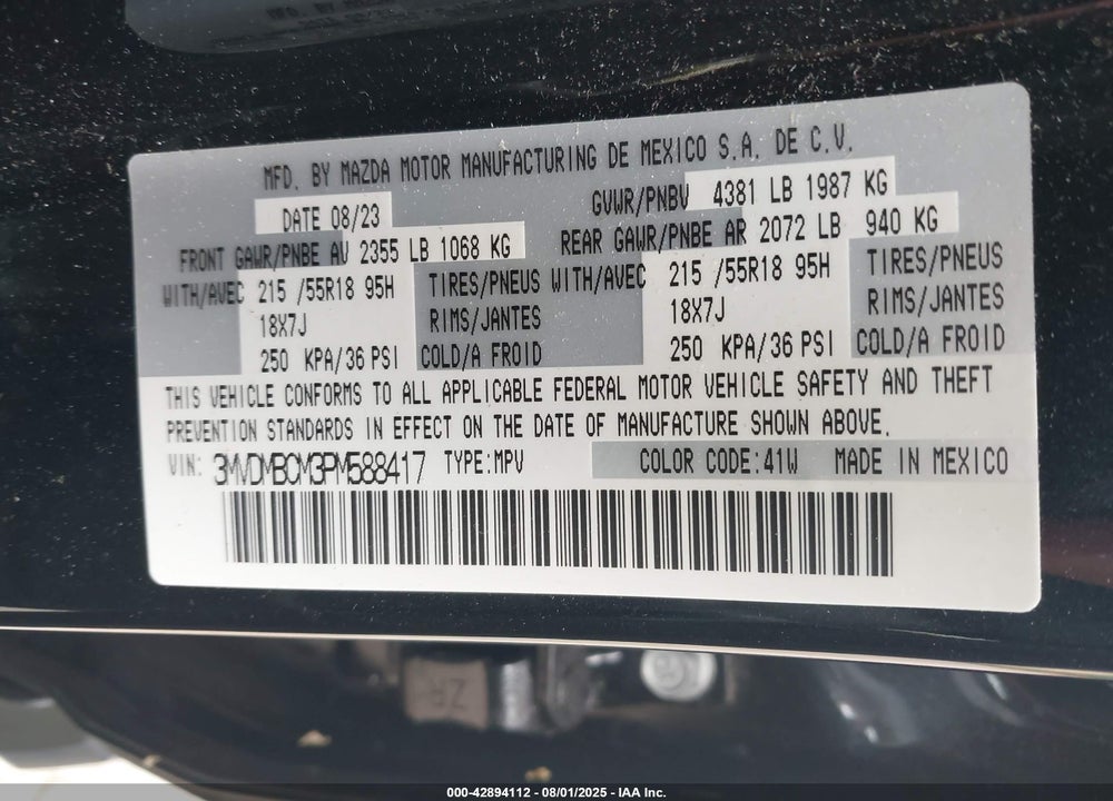 2023 MAZDA CX-30 VIN: 3MVDMBCM3PM588417