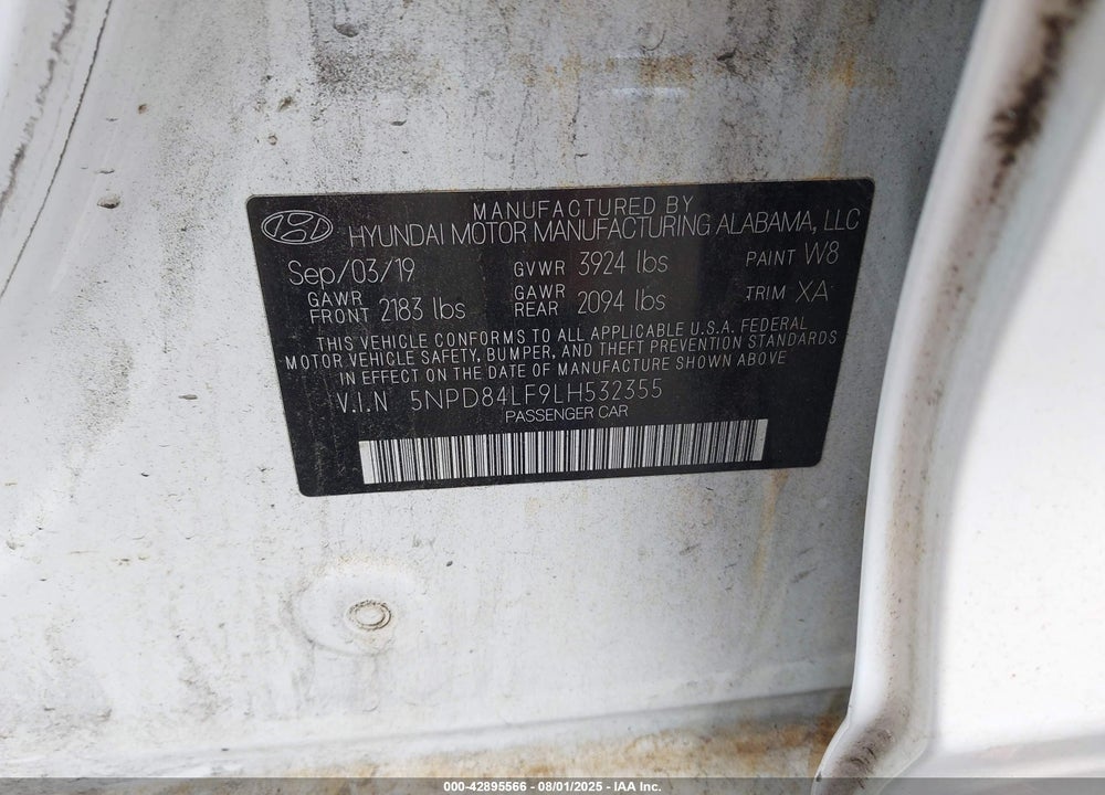 2020 HYUNDAI ELANTRA SEL VIN: 5NPD84LF9LH532355