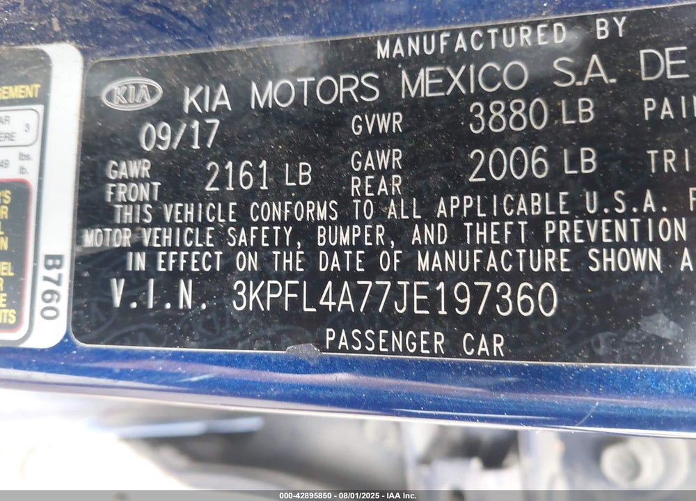 2018 KIA FORTE VIN: 3KPFL4A77JE197360