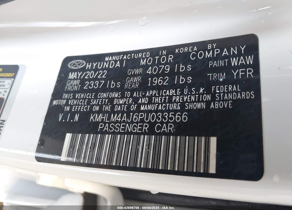 2023 HYUNDAI ELANTRA HYBRID VIN: KMHLM4AJ6PU033566