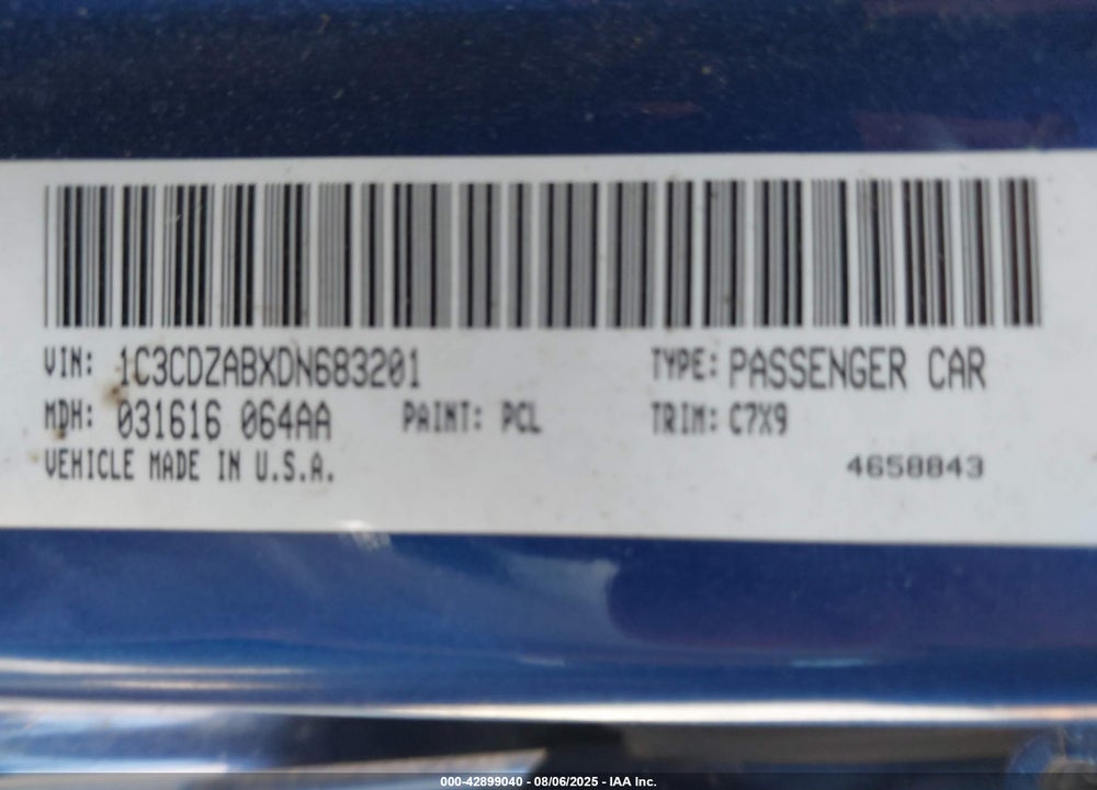 2013 DODGE AVENGER SE VIN: 1C3CDZABXDN683201