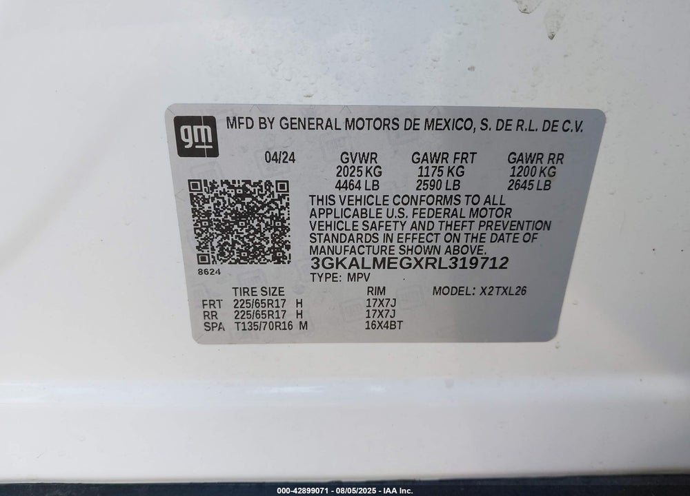 2024 GMC TERRAIN FWD SLE VIN: 3GKALMEGXRL319712