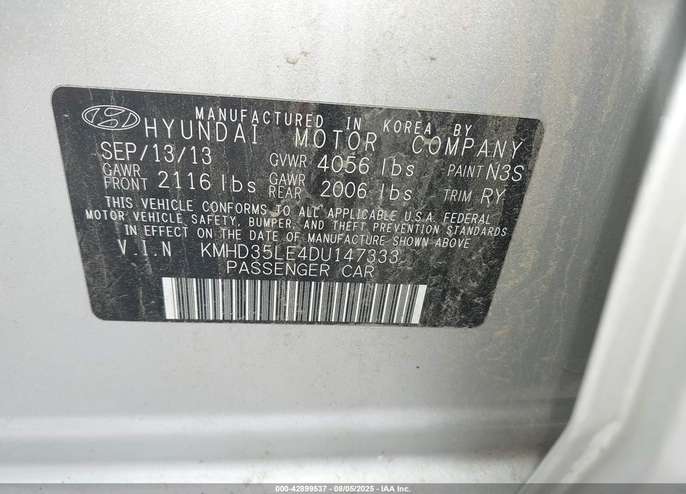 2013 HYUNDAI ELANTRA GT VIN: KMHD35LE4DU147333