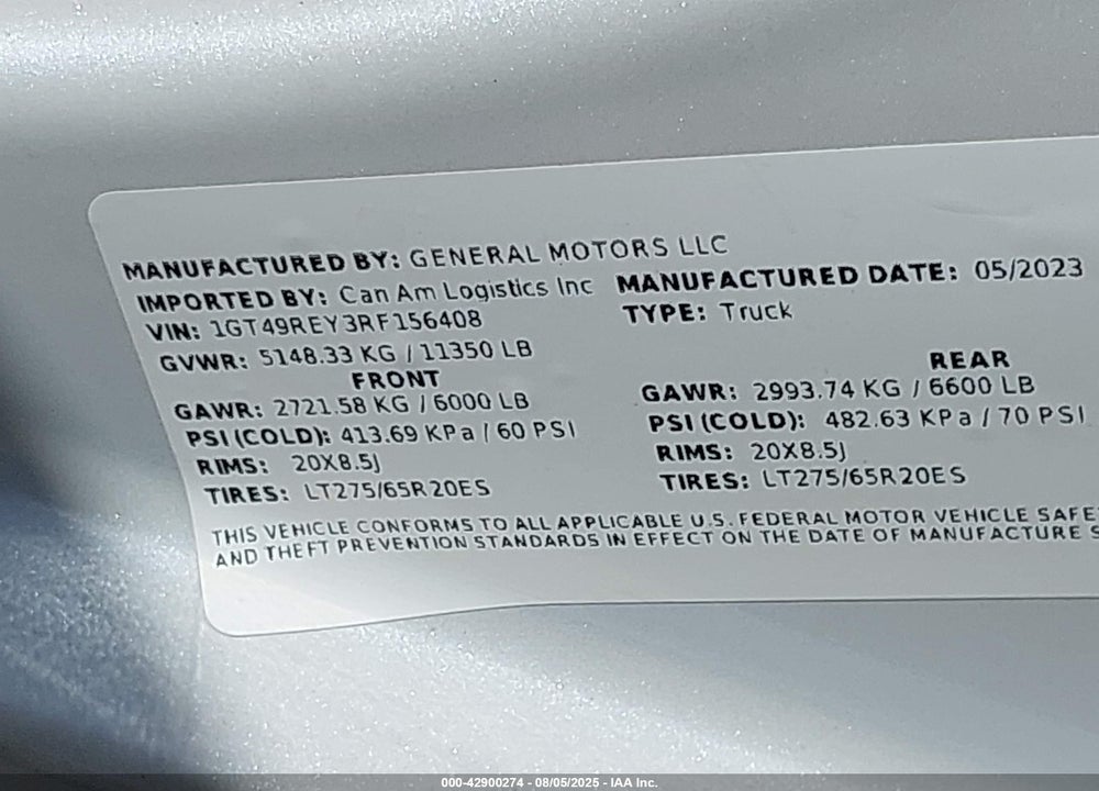 2024 GMC SIERRA 2500HD 4WD  LONG BED DENALI/4WD  STANDARD BED DENALI VIN: 1GT49REY3RF156408