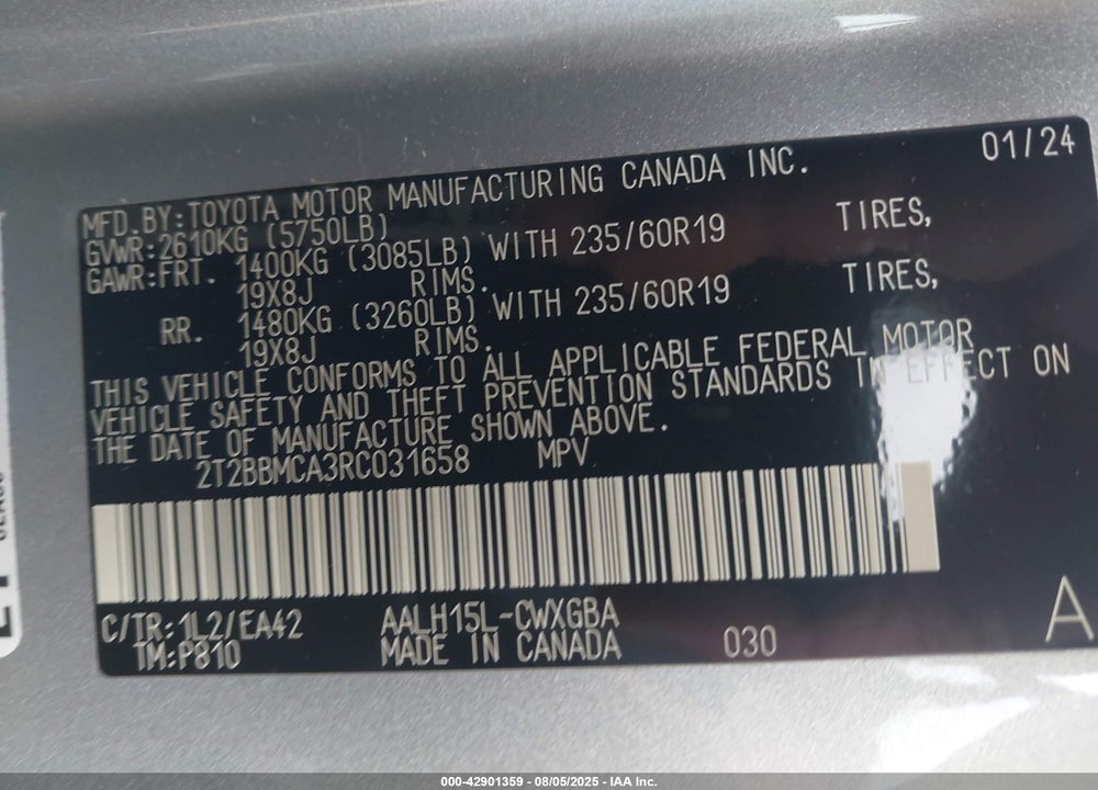2024 LEXUS RX 350H VIN: 2T2BBMCA3RC031658
