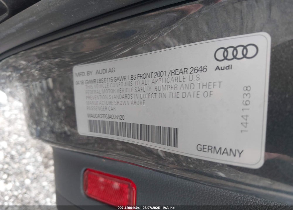 2018 AUDI S5 VIN: WAUC4CF56JA098420