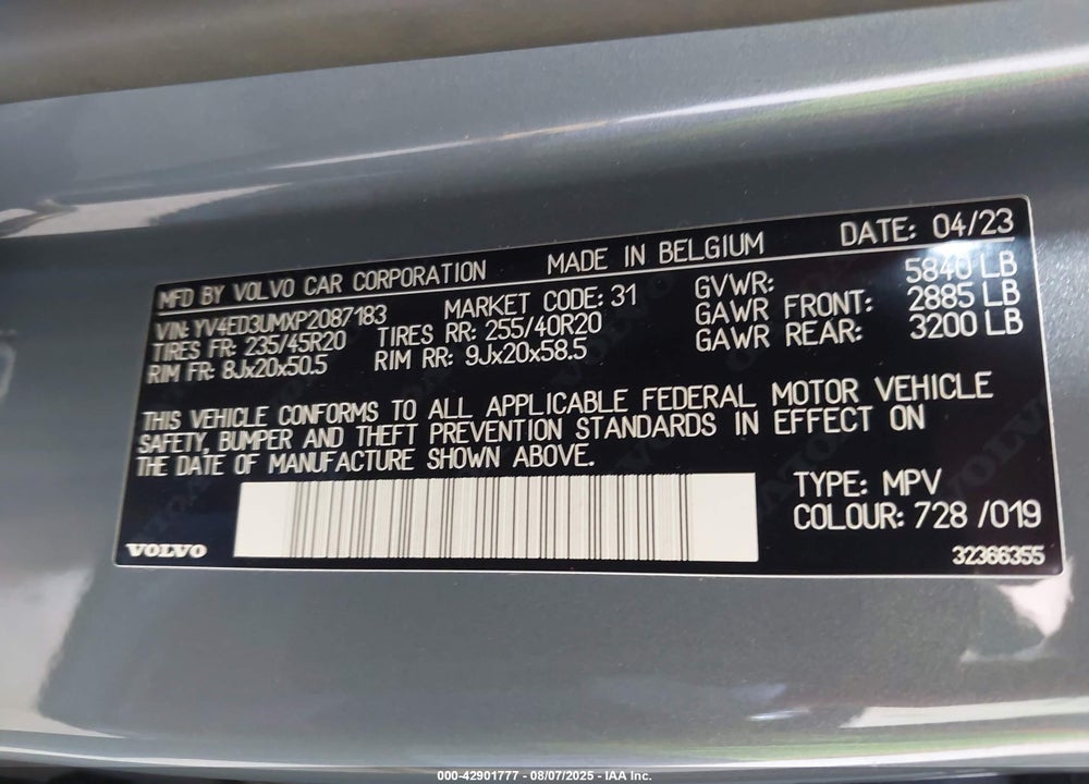 2023 VOLVO XC40 RECHARGE PURE ELECTRIC TWIN ULTIMATE VIN: YV4ED3UMXP2087183