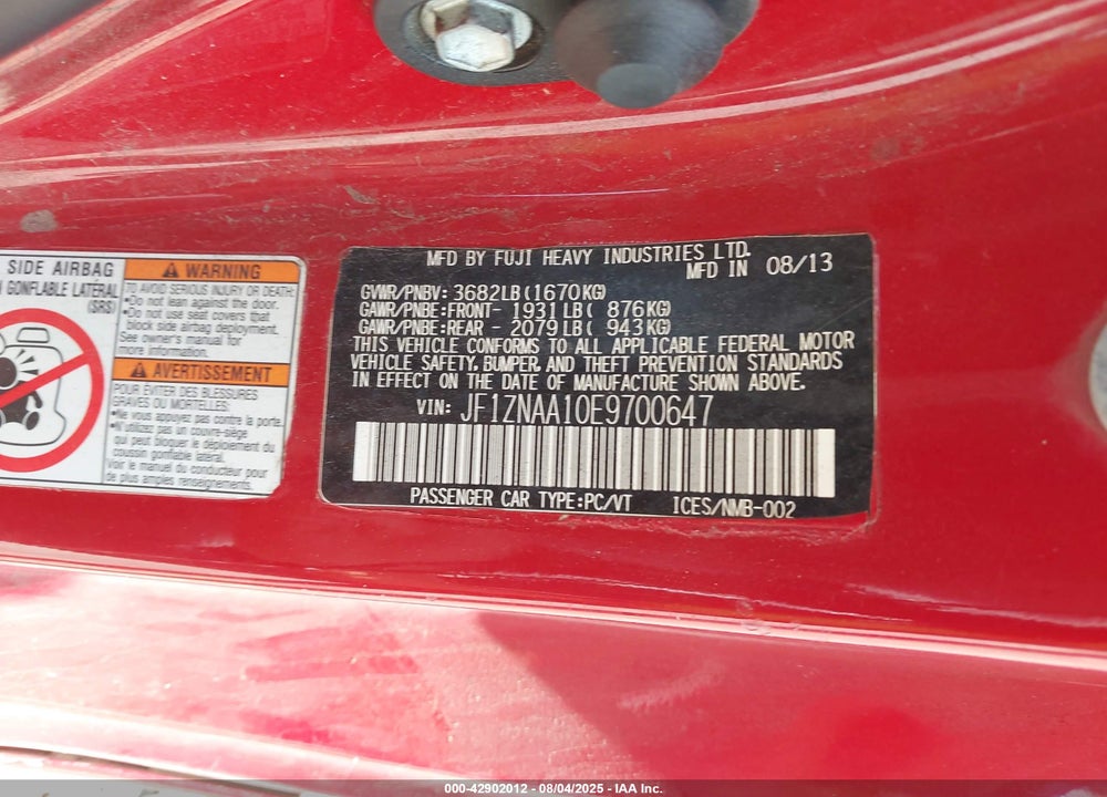 2014 SCION FR-S VIN: JF1ZNAA10E9700647