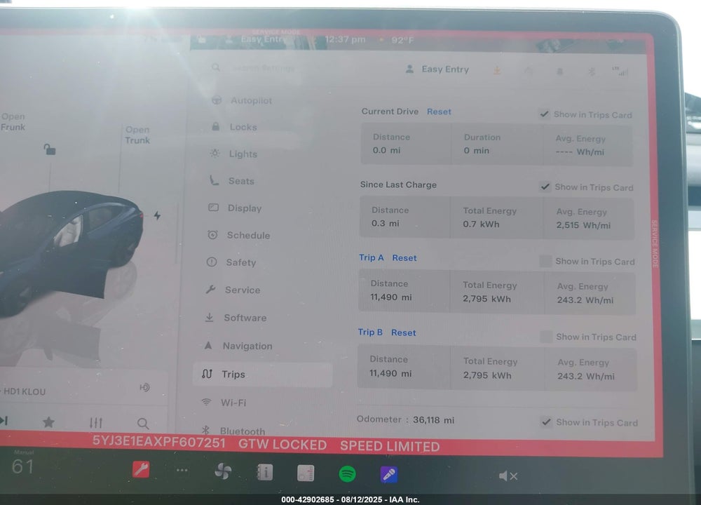 2023 TESLA MODEL 3 VIN: 5YJ3E1EAXPF607251