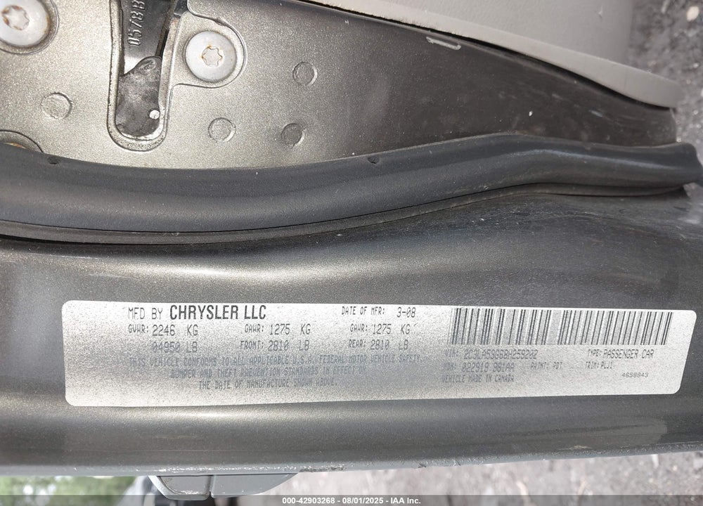 2008 CHRYSLER 300 VIN: 2C3LA53G68H259202