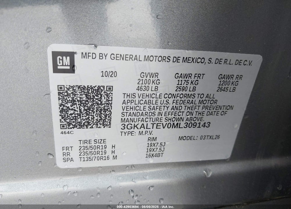 2021 GMC TERRAIN VIN: 3GKALTEV0ML309143