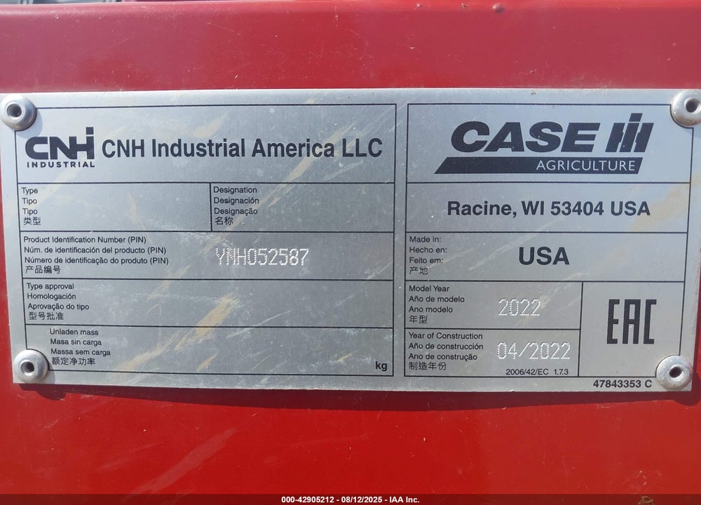 2022 CASE OTHER VIN: YNH052587