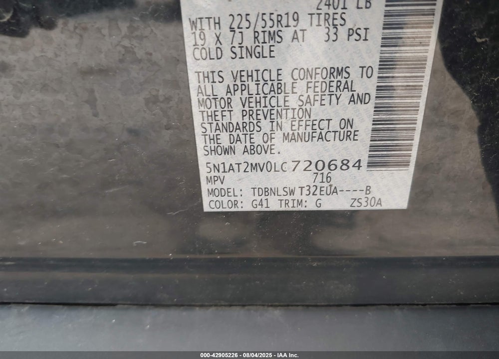 2020 NISSAN ROGUE VIN: 5N1AT2MV0LC720684