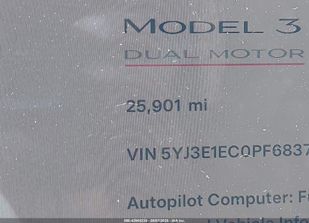 2023 TESLA MODEL 3 PERFORMANCE DUAL MOTOR ALL-WHEEL DRIVE VIN: 5YJ3E1EC0PF683787