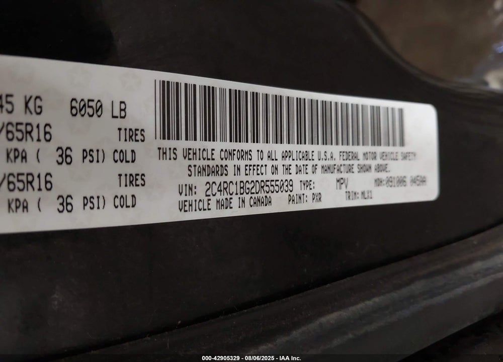 2013 CHRYSLER TOWN & COUNTRY TOURING VIN: 2C4RC1BG2DR555039
