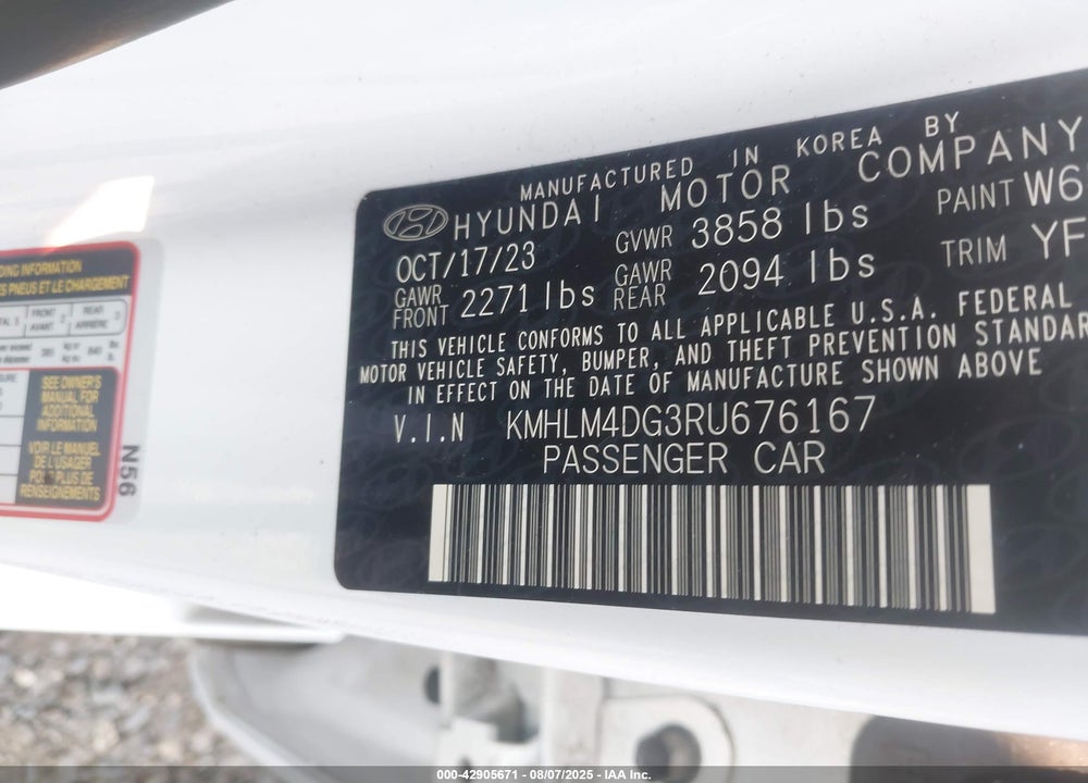 2024 HYUNDAI ELANTRA VIN: KMHLM4DG3RU676167