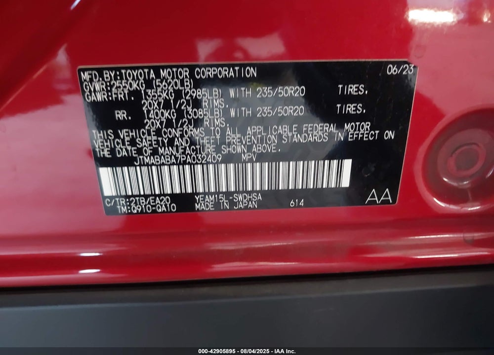 2023 SUBARU SOLTERRA VIN: JTMABABA7PA032409