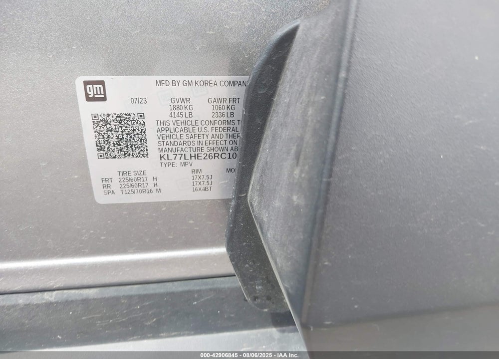 2024 CHEVROLET TRAX VIN: KL77LHE26RC100305
