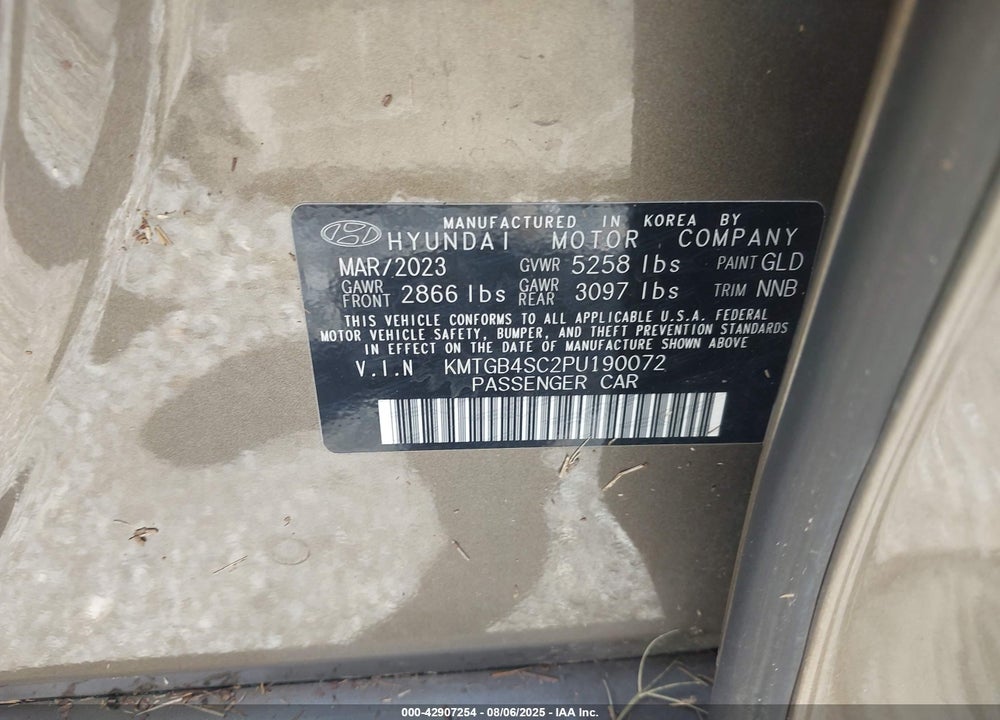2023 GENESIS G80 VIN: KMTGB4SC2PU190072