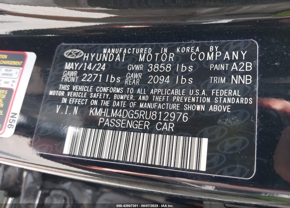 2024 HYUNDAI ELANTRA VIN: KMHLM4DG5RU812976