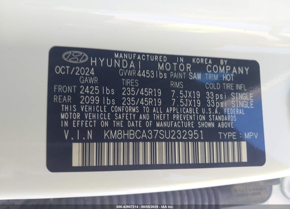 2025 HYUNDAI KONA N LINE S VIN: KM8HBCA37SU232951