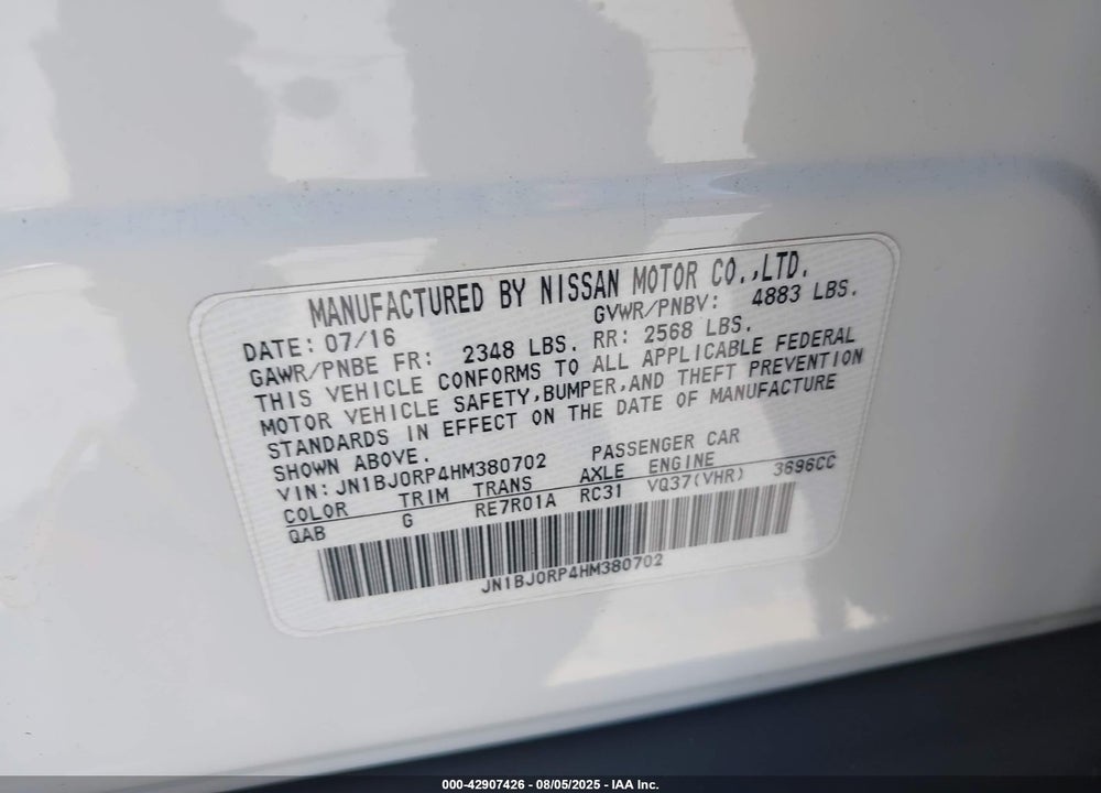 2017 INFINITI QX50 VIN: JN1BJ0RP4HM380702