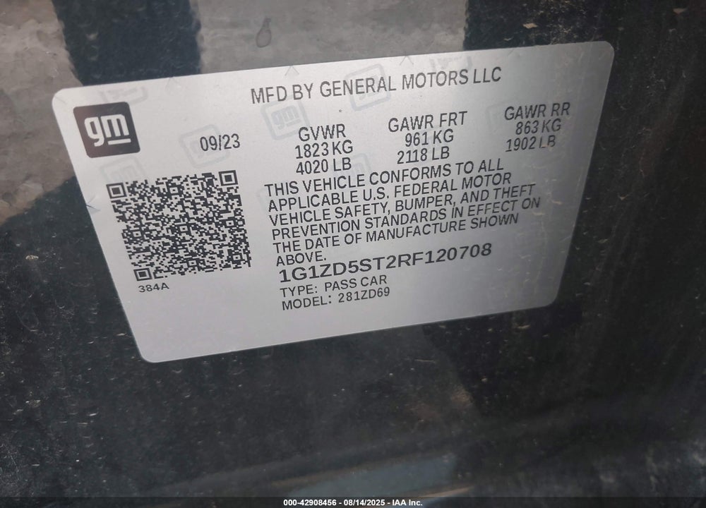 2024 CHEVROLET MALIBU VIN: 1G1ZD5ST2RF120708